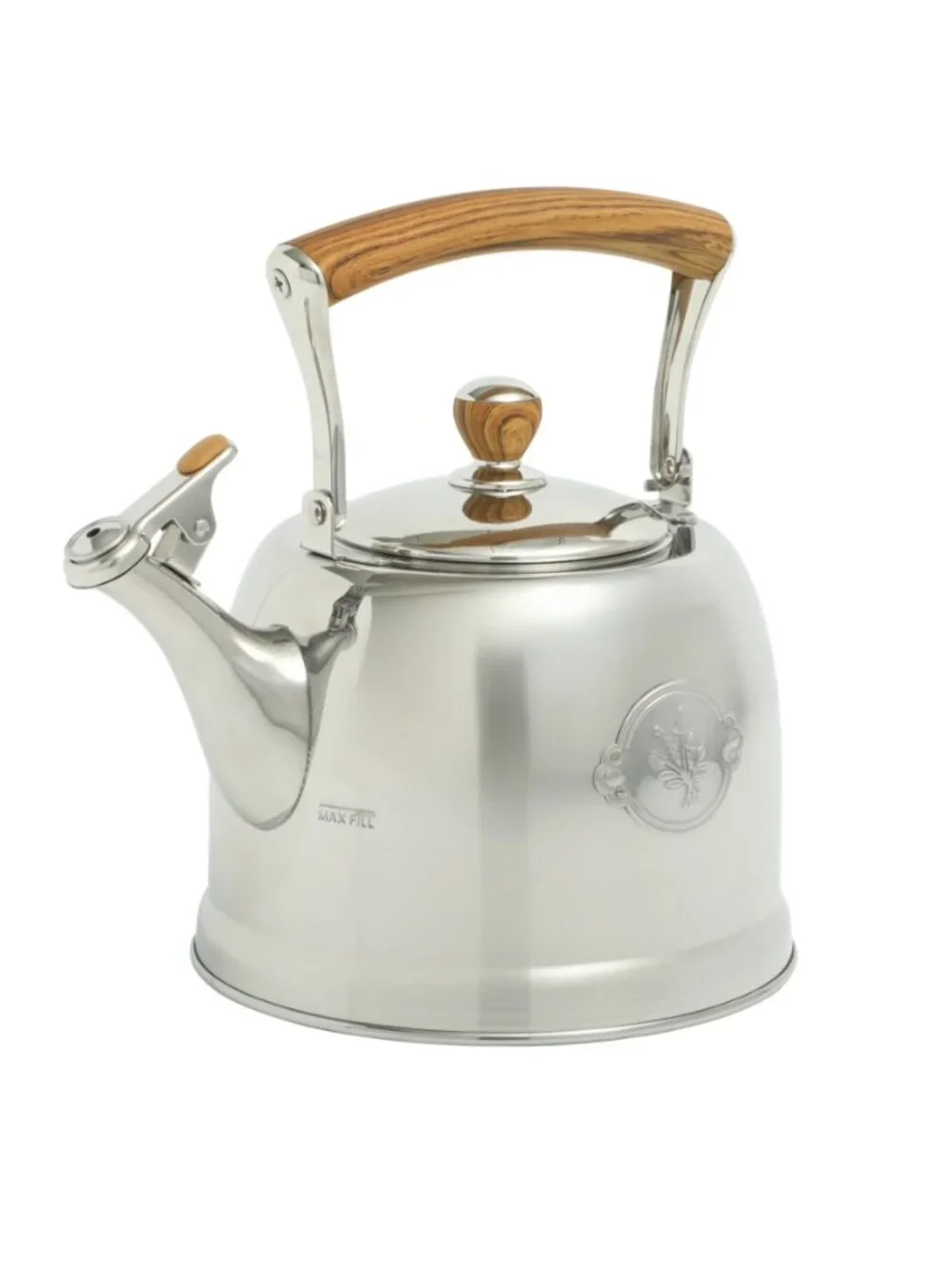 The Pioneer Woman Sliver Stainless Steel Whistling Tea Kettle Folding Handle